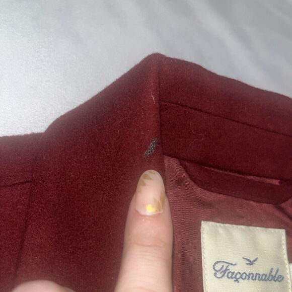Women’s Faconnable 100% Wool Maroon Coat Sz M Medium W Flaws - Picture 8 of 16